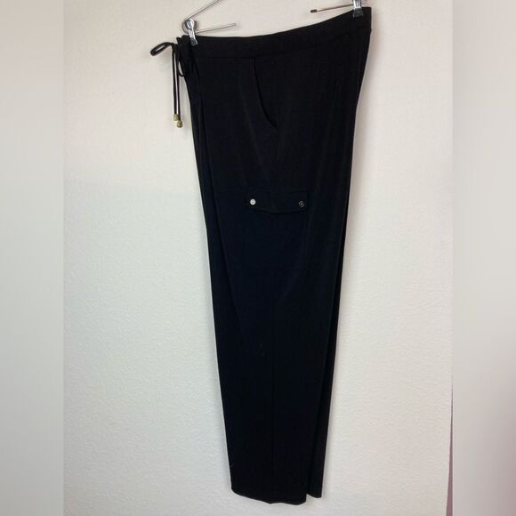 Susan Graver stretchy pull on trousers cargo pockets, elastic drawstring waist - Picture 2 of 12